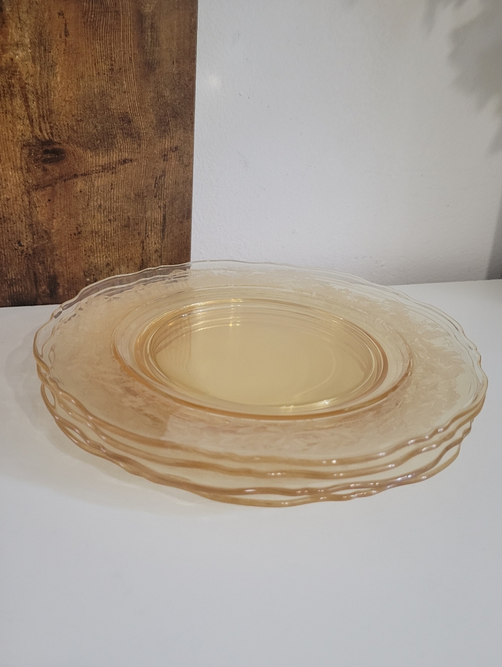 Vintage Tiffin Franciscan Amber Yellow Cadena Plates, Set Of 4